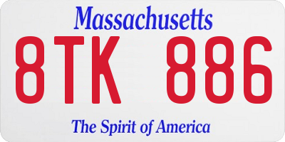 MA license plate 8TK886