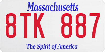 MA license plate 8TK887