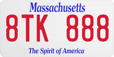 MA license plate 8TK888