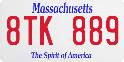 MA license plate 8TK889