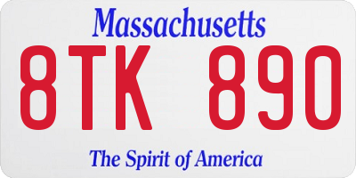 MA license plate 8TK890