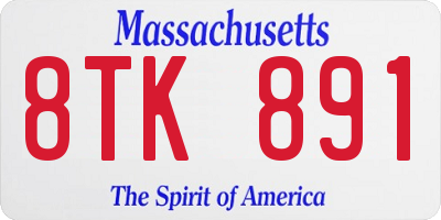 MA license plate 8TK891