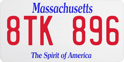 MA license plate 8TK896