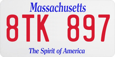 MA license plate 8TK897