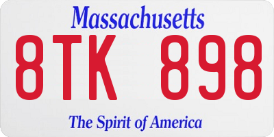 MA license plate 8TK898