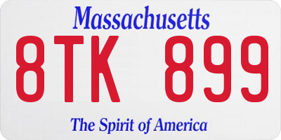 MA license plate 8TK899