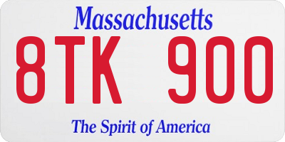 MA license plate 8TK900