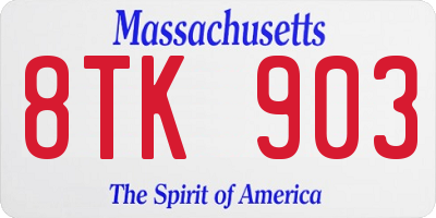 MA license plate 8TK903