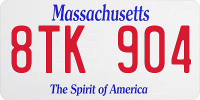 MA license plate 8TK904