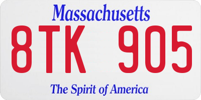 MA license plate 8TK905