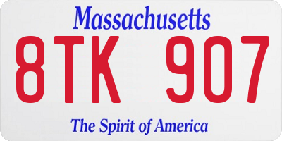 MA license plate 8TK907