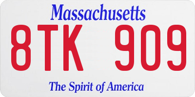 MA license plate 8TK909