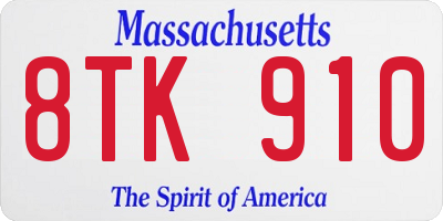 MA license plate 8TK910