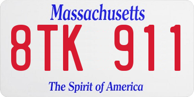 MA license plate 8TK911