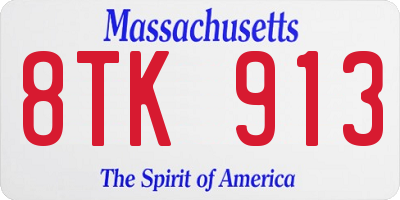 MA license plate 8TK913
