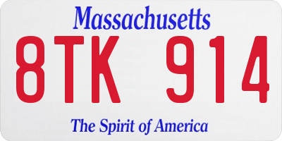 MA license plate 8TK914
