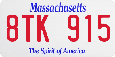 MA license plate 8TK915