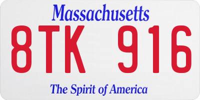 MA license plate 8TK916
