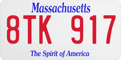 MA license plate 8TK917
