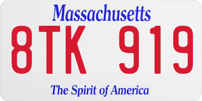 MA license plate 8TK919