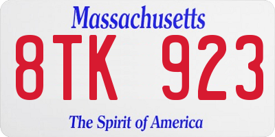 MA license plate 8TK923
