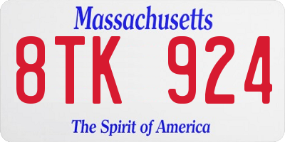 MA license plate 8TK924