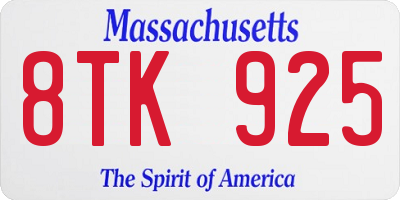 MA license plate 8TK925