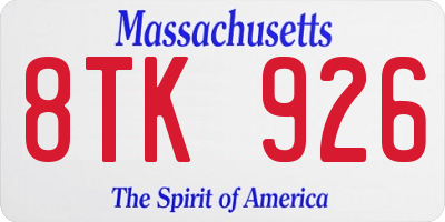 MA license plate 8TK926