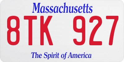 MA license plate 8TK927