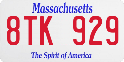 MA license plate 8TK929