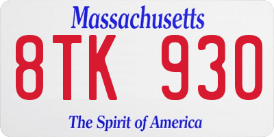 MA license plate 8TK930