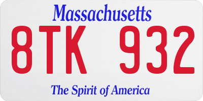 MA license plate 8TK932
