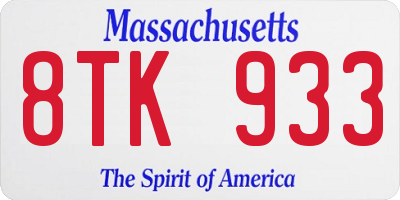 MA license plate 8TK933