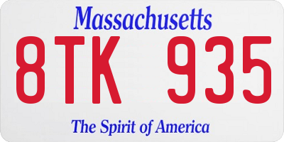 MA license plate 8TK935