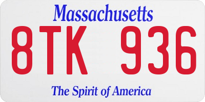 MA license plate 8TK936