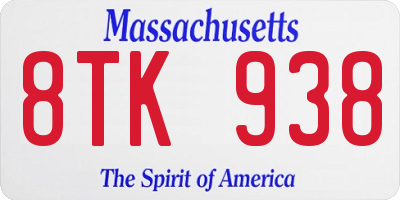 MA license plate 8TK938