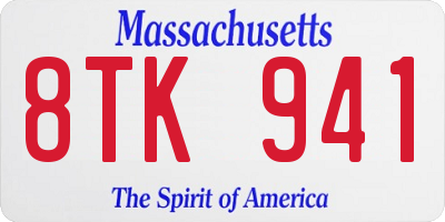 MA license plate 8TK941