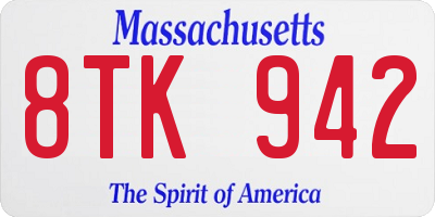 MA license plate 8TK942