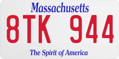 MA license plate 8TK944