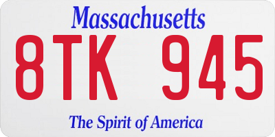 MA license plate 8TK945