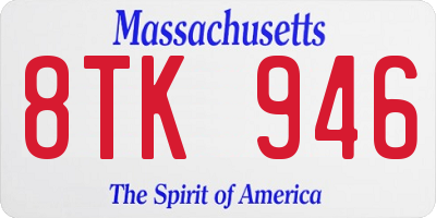MA license plate 8TK946