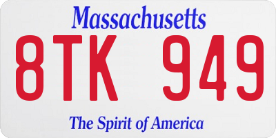 MA license plate 8TK949