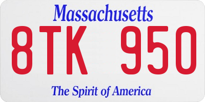 MA license plate 8TK950