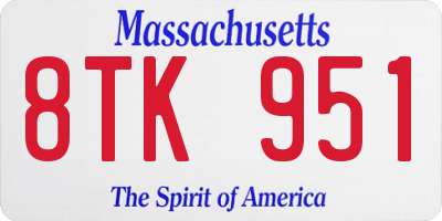MA license plate 8TK951