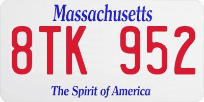 MA license plate 8TK952