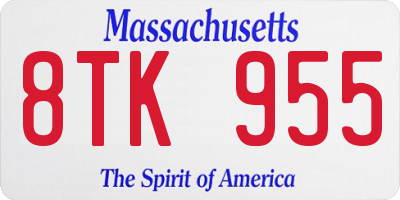 MA license plate 8TK955