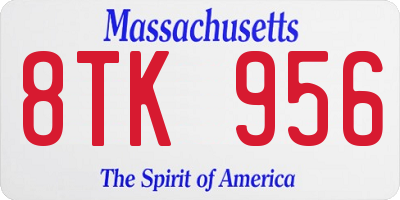 MA license plate 8TK956