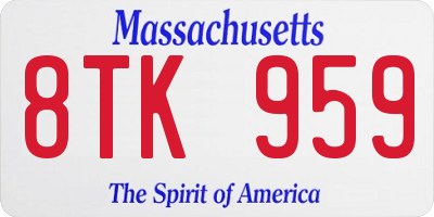 MA license plate 8TK959