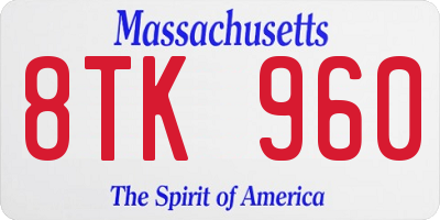 MA license plate 8TK960