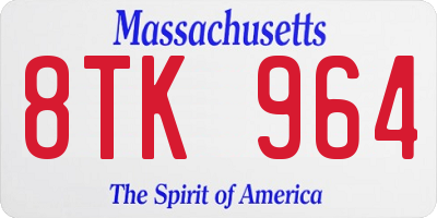 MA license plate 8TK964